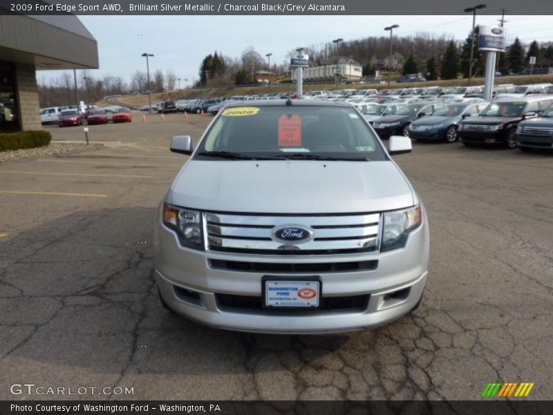 Brilliant Silver Metallic / Charcoal Black/Grey Alcantara 2009 Ford Edge Sport AWD