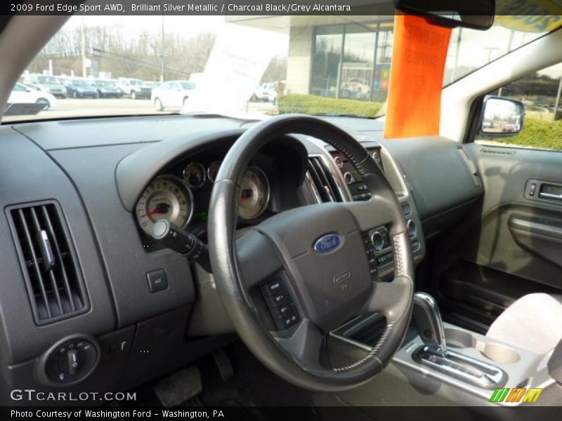 Brilliant Silver Metallic / Charcoal Black/Grey Alcantara 2009 Ford Edge Sport AWD