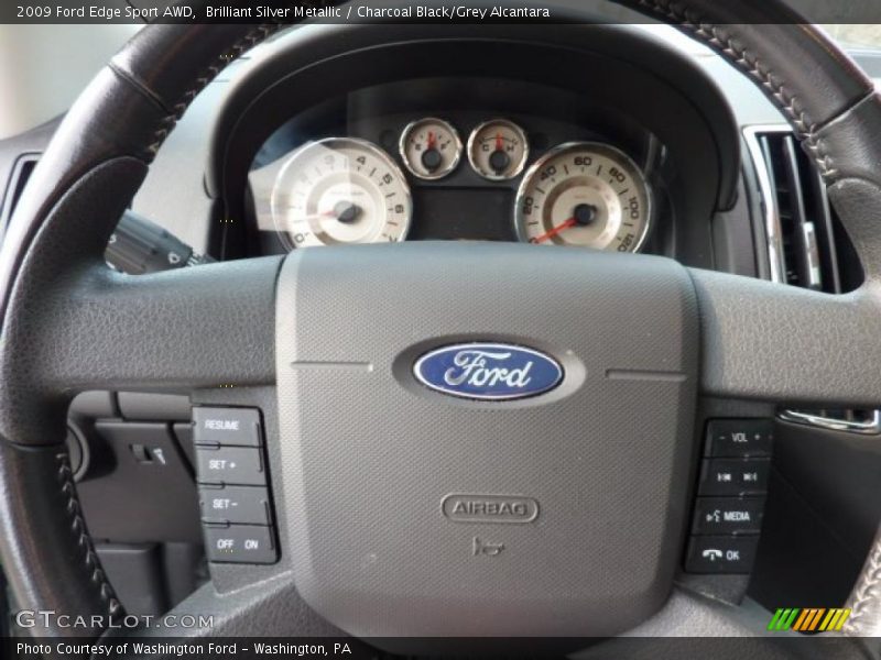 Brilliant Silver Metallic / Charcoal Black/Grey Alcantara 2009 Ford Edge Sport AWD