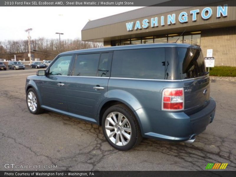 Steel Blue Metallic / Medium Light Stone 2010 Ford Flex SEL EcoBoost AWD