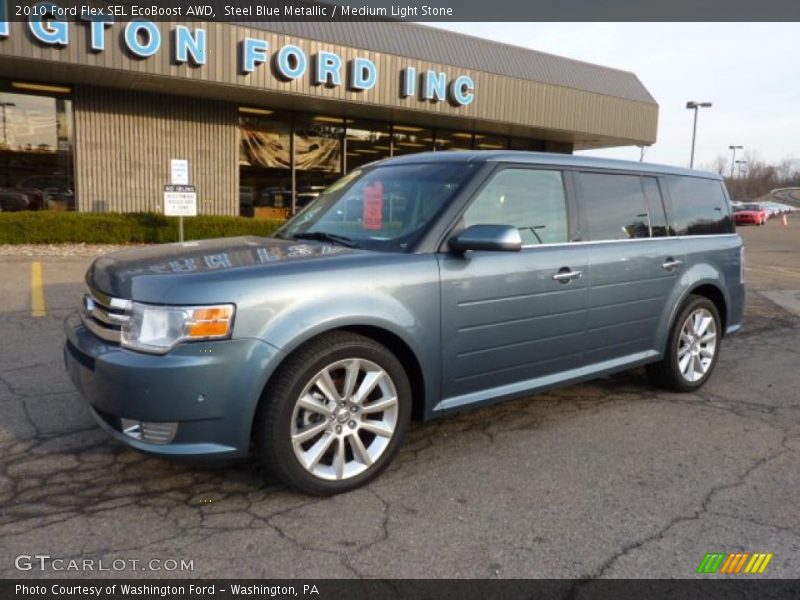 Steel Blue Metallic / Medium Light Stone 2010 Ford Flex SEL EcoBoost AWD