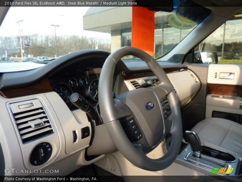 Steel Blue Metallic / Medium Light Stone 2010 Ford Flex SEL EcoBoost AWD