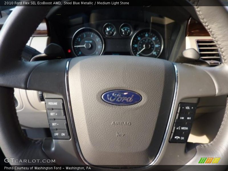 Steel Blue Metallic / Medium Light Stone 2010 Ford Flex SEL EcoBoost AWD