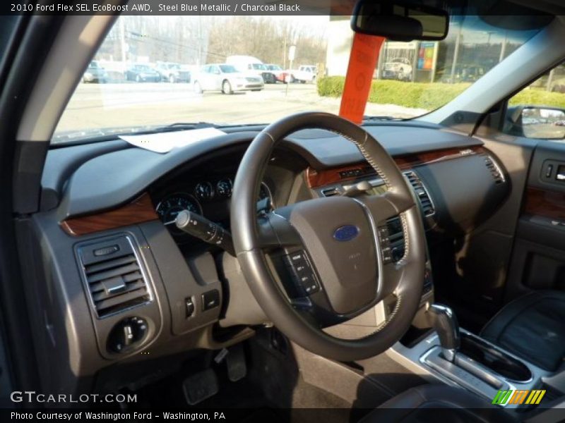 Steel Blue Metallic / Charcoal Black 2010 Ford Flex SEL EcoBoost AWD