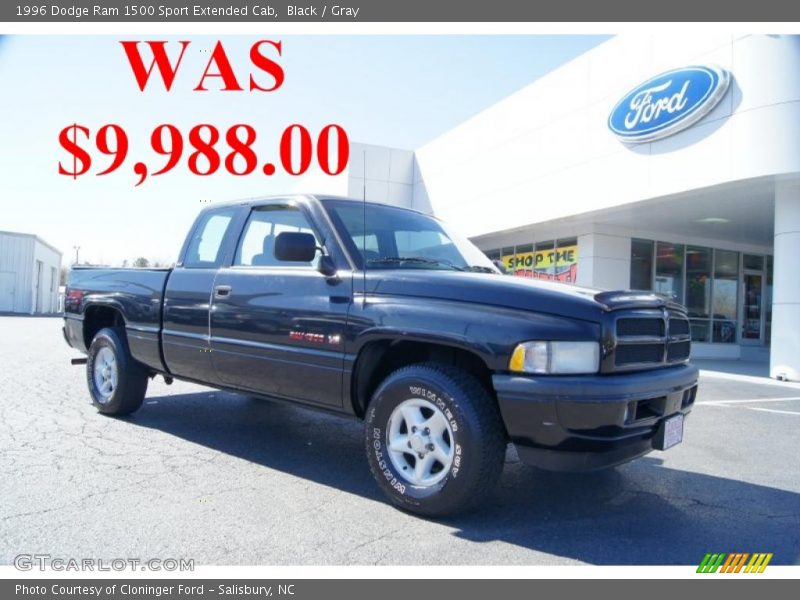 Black / Gray 1996 Dodge Ram 1500 Sport Extended Cab