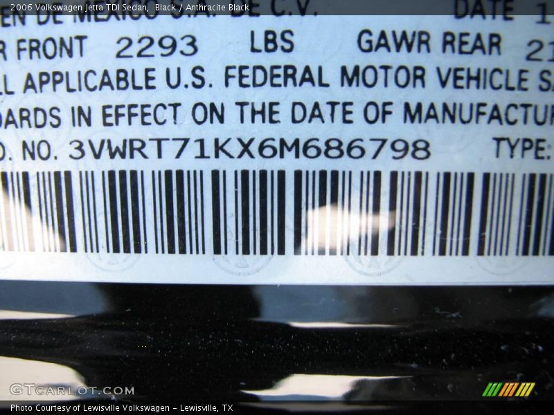 Black / Anthracite Black 2006 Volkswagen Jetta TDI Sedan