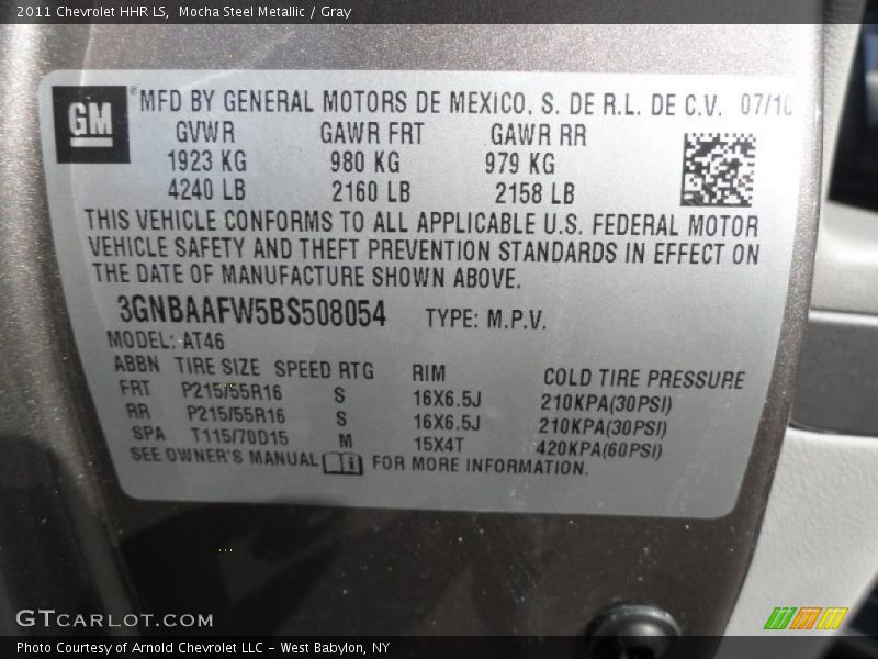 Mocha Steel Metallic / Gray 2011 Chevrolet HHR LS