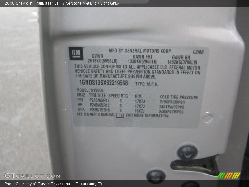 Silverstone Metallic / Light Gray 2008 Chevrolet TrailBlazer LT