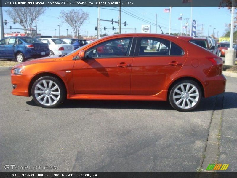 Rotor Glow Orange Metallic / Black 2010 Mitsubishi Lancer Sportback GTS