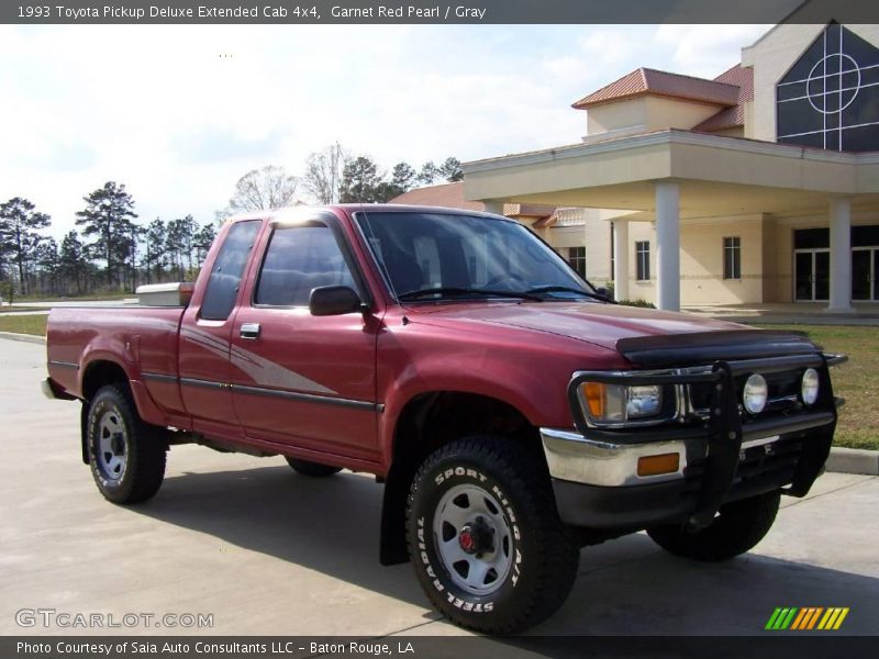 Garnet Red Pearl / Gray 1993 Toyota Pickup Deluxe Extended Cab 4x4