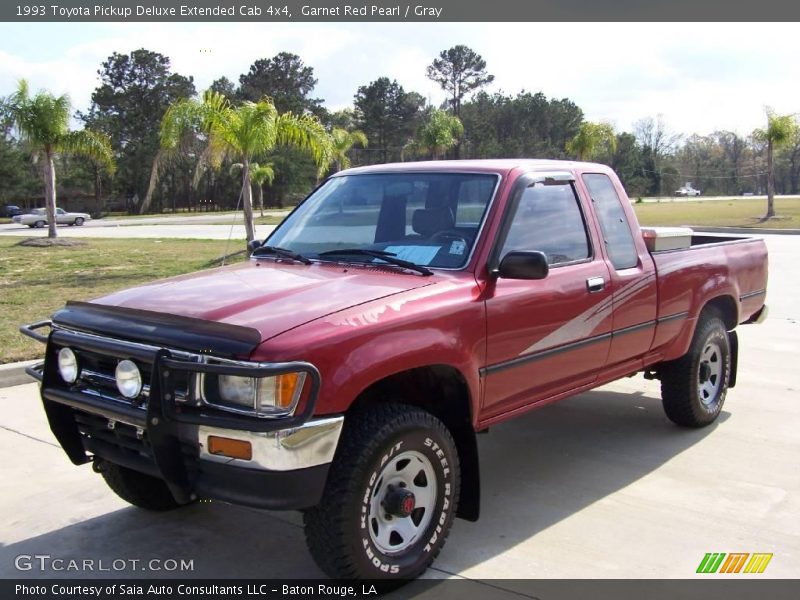 Garnet Red Pearl / Gray 1993 Toyota Pickup Deluxe Extended Cab 4x4