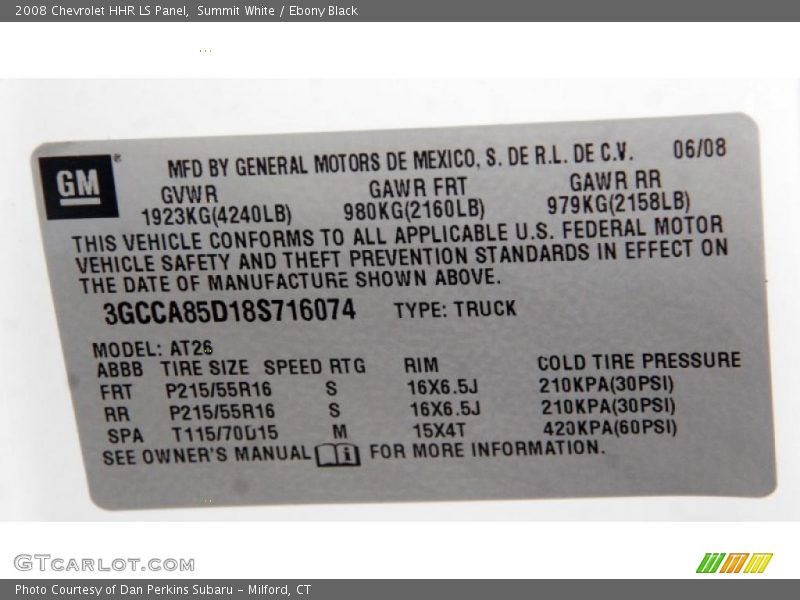 Summit White / Ebony Black 2008 Chevrolet HHR LS Panel