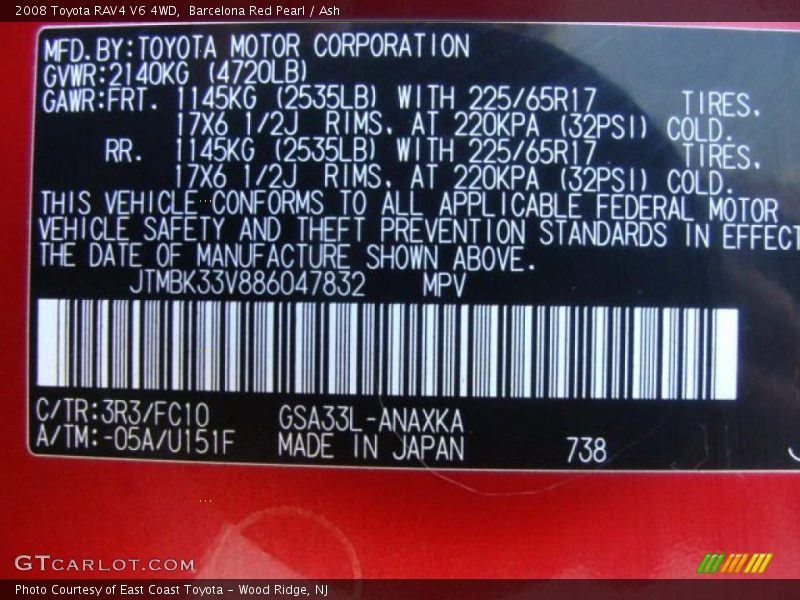 Barcelona Red Pearl / Ash 2008 Toyota RAV4 V6 4WD