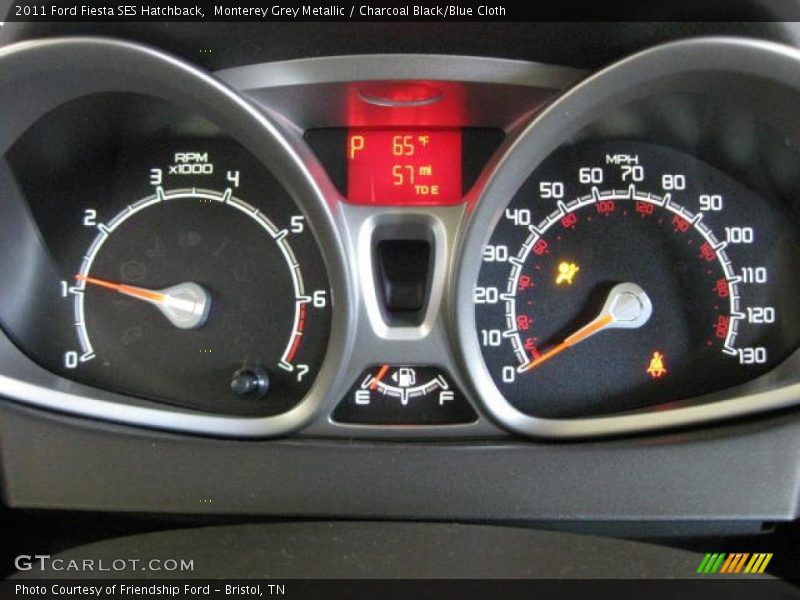 Monterey Grey Metallic / Charcoal Black/Blue Cloth 2011 Ford Fiesta SES Hatchback
