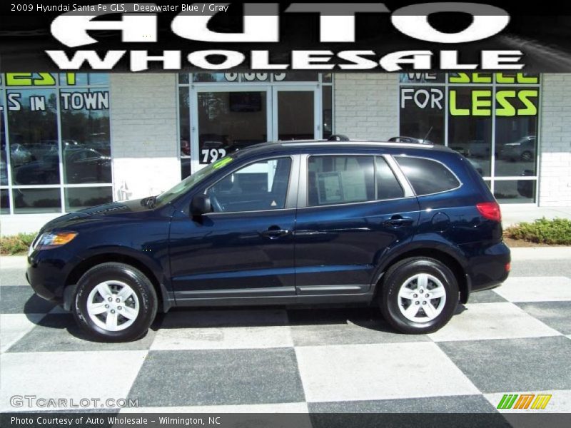 Deepwater Blue / Gray 2009 Hyundai Santa Fe GLS