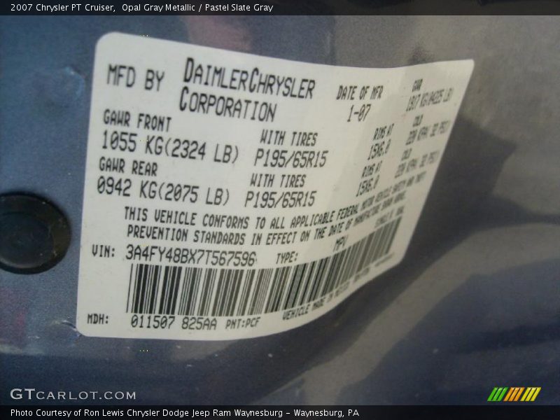 Opal Gray Metallic / Pastel Slate Gray 2007 Chrysler PT Cruiser