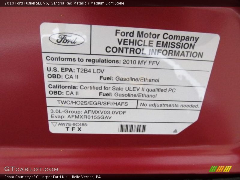 Sangria Red Metallic / Medium Light Stone 2010 Ford Fusion SEL V6