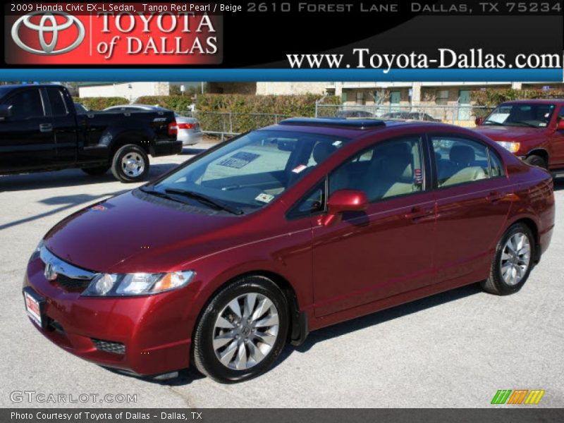 Tango Red Pearl / Beige 2009 Honda Civic EX-L Sedan