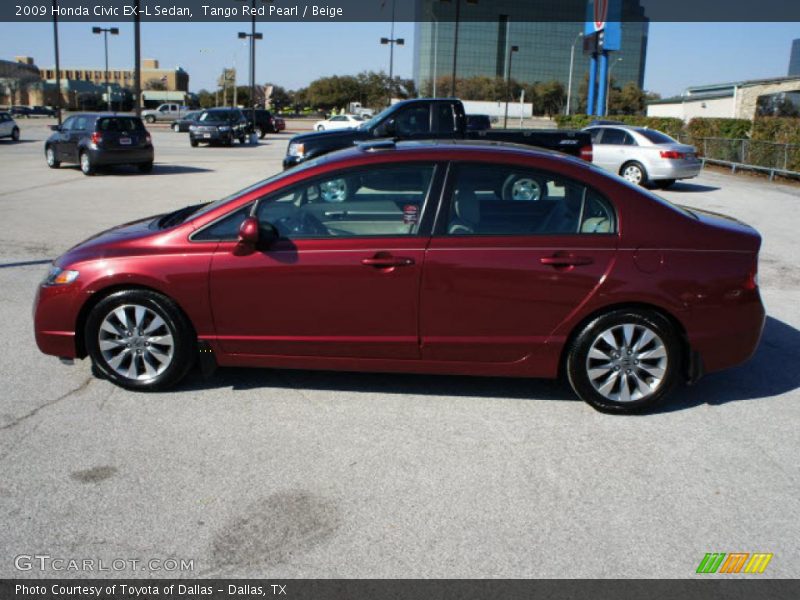 Tango Red Pearl / Beige 2009 Honda Civic EX-L Sedan