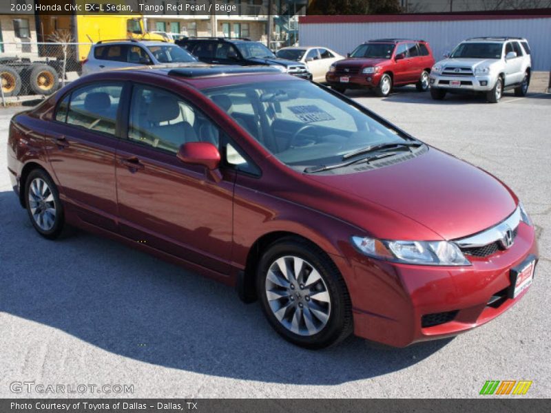 Tango Red Pearl / Beige 2009 Honda Civic EX-L Sedan