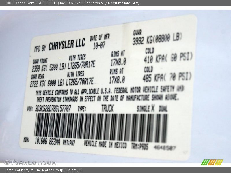 Bright White / Medium Slate Gray 2008 Dodge Ram 2500 TRX4 Quad Cab 4x4
