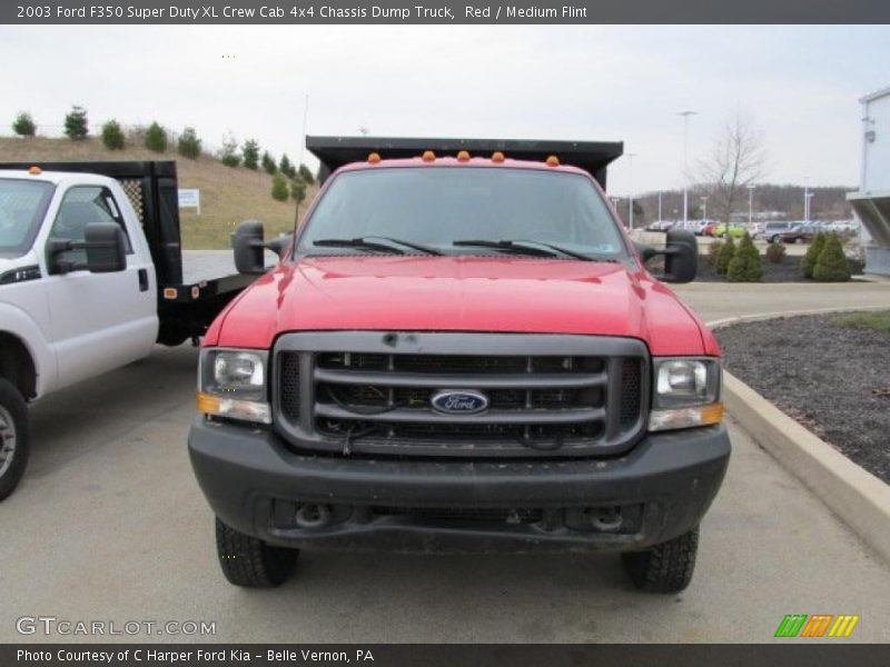 Red / Medium Flint 2003 Ford F350 Super Duty XL Crew Cab 4x4 Chassis Dump Truck