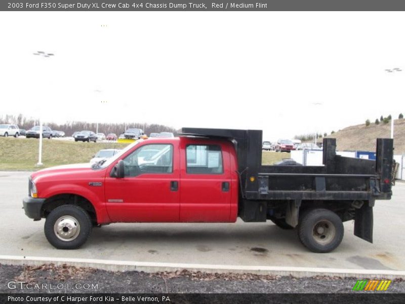  2003 F350 Super Duty XL Crew Cab 4x4 Chassis Dump Truck Red