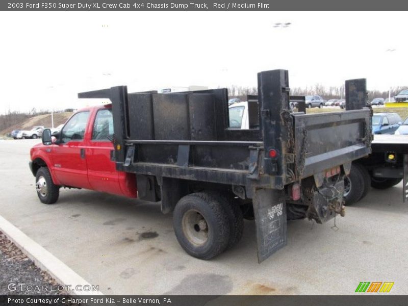 Red / Medium Flint 2003 Ford F350 Super Duty XL Crew Cab 4x4 Chassis Dump Truck