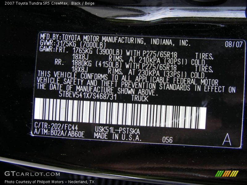 Black / Beige 2007 Toyota Tundra SR5 CrewMax