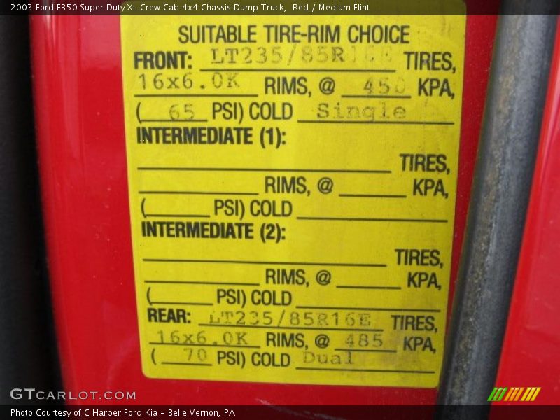 Red / Medium Flint 2003 Ford F350 Super Duty XL Crew Cab 4x4 Chassis Dump Truck