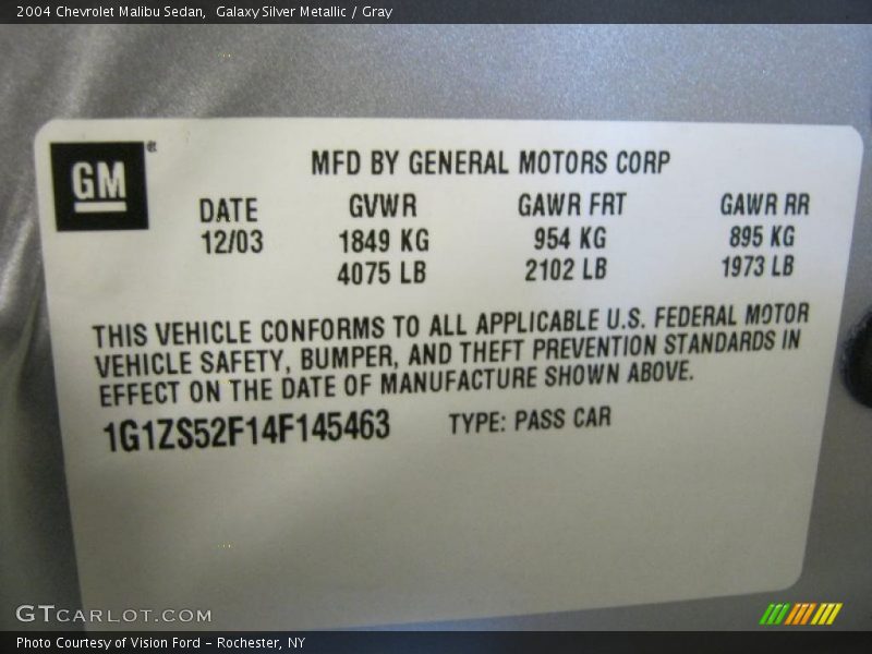 Galaxy Silver Metallic / Gray 2004 Chevrolet Malibu Sedan