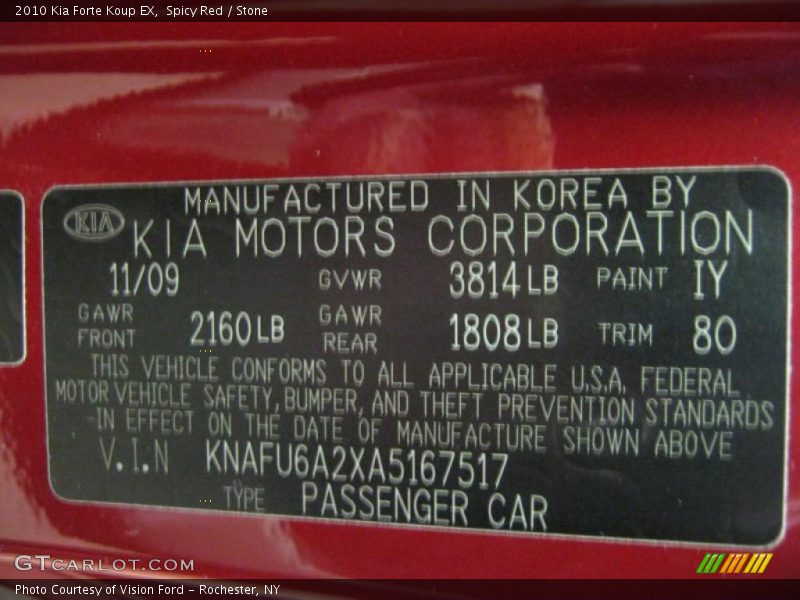 Spicy Red / Stone 2010 Kia Forte Koup EX