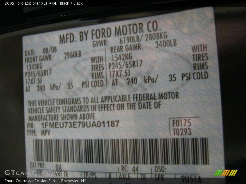Black / Black 2009 Ford Explorer XLT 4x4
