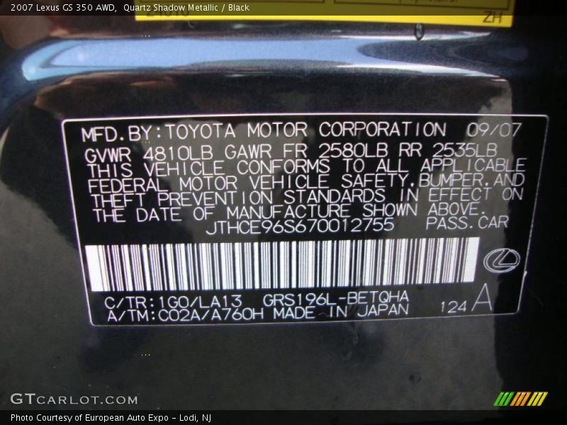 Quartz Shadow Metallic / Black 2007 Lexus GS 350 AWD