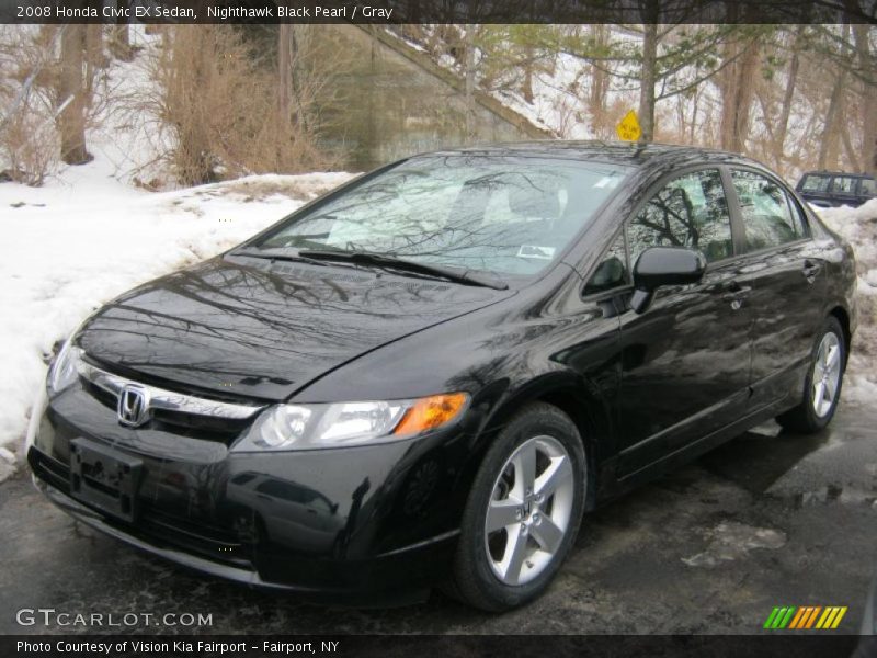 Nighthawk Black Pearl / Gray 2008 Honda Civic EX Sedan