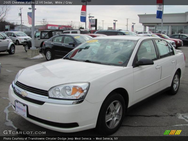 White / Gray 2005 Chevrolet Malibu LS V6 Sedan