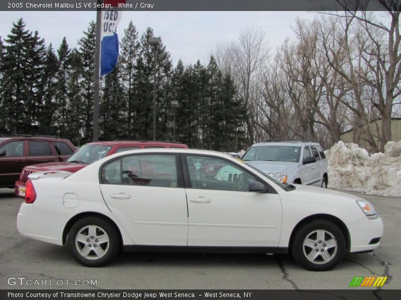White / Gray 2005 Chevrolet Malibu LS V6 Sedan