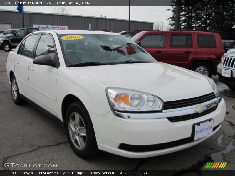 White / Gray 2005 Chevrolet Malibu LS V6 Sedan