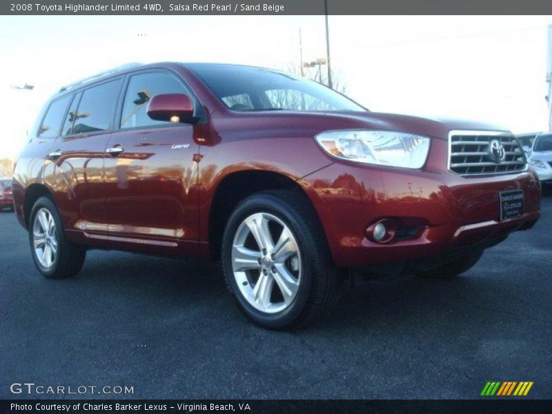 Salsa Red Pearl / Sand Beige 2008 Toyota Highlander Limited 4WD