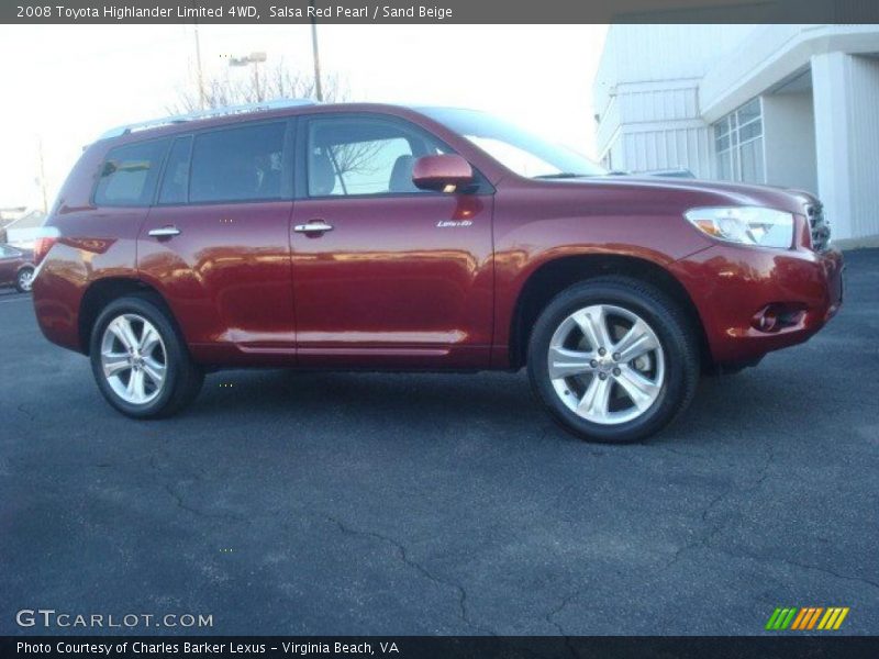 Salsa Red Pearl / Sand Beige 2008 Toyota Highlander Limited 4WD