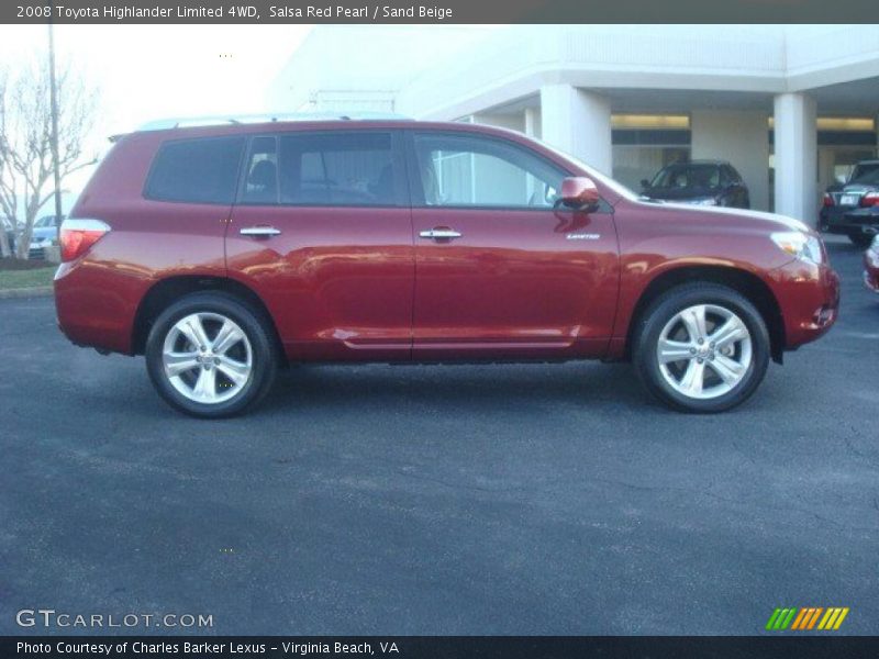 Salsa Red Pearl / Sand Beige 2008 Toyota Highlander Limited 4WD
