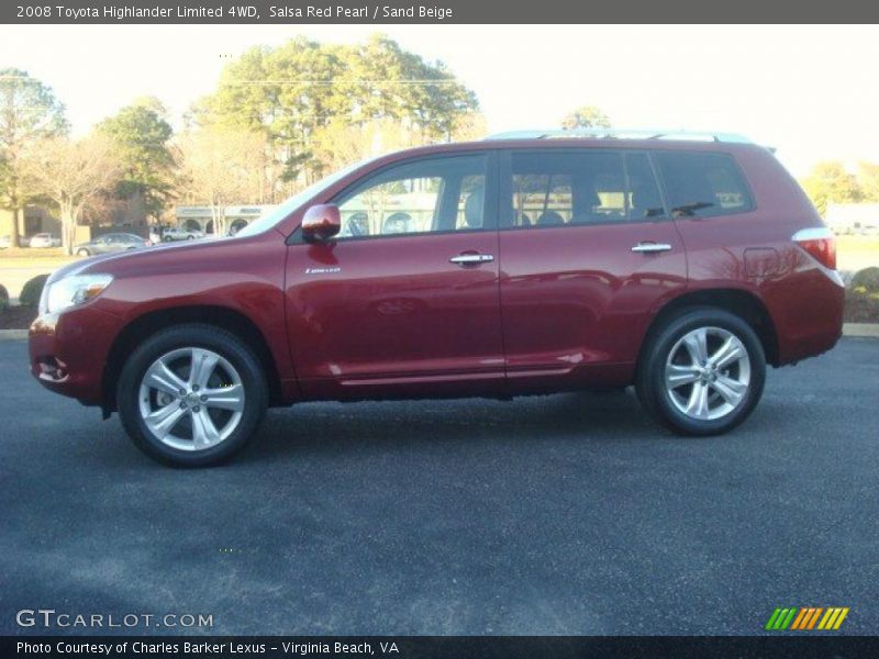 Salsa Red Pearl / Sand Beige 2008 Toyota Highlander Limited 4WD