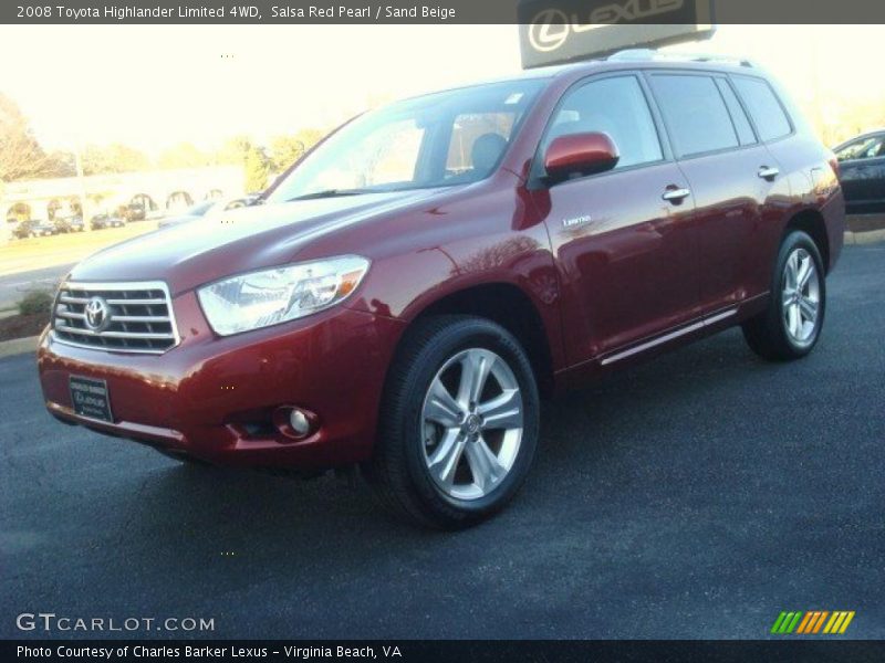Salsa Red Pearl / Sand Beige 2008 Toyota Highlander Limited 4WD