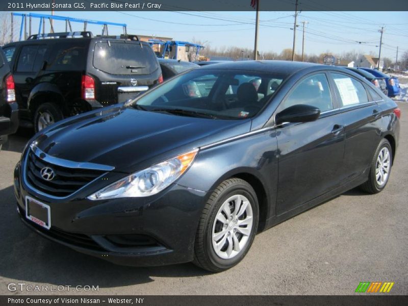 Pacific Blue Pearl / Gray 2011 Hyundai Sonata GLS