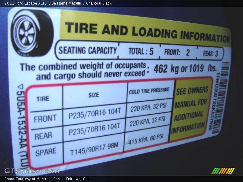 Blue Flame Metallic / Charcoal Black 2011 Ford Escape XLT