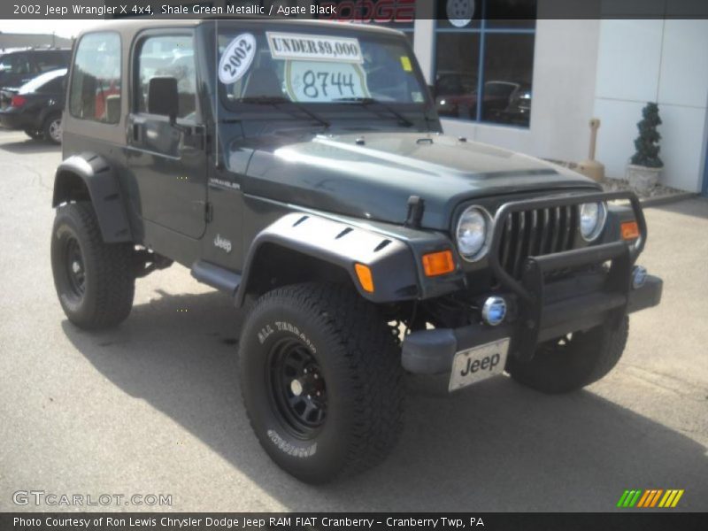 Shale Green Metallic / Agate Black 2002 Jeep Wrangler X 4x4