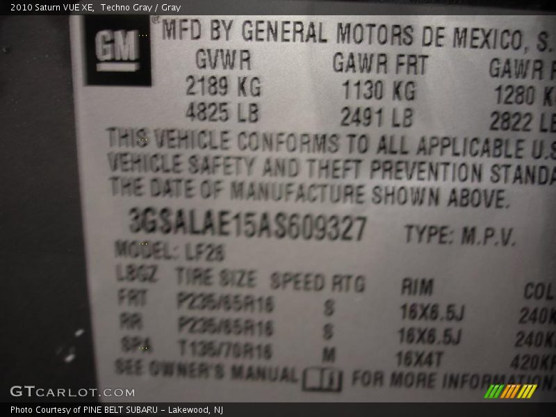Techno Gray / Gray 2010 Saturn VUE XE