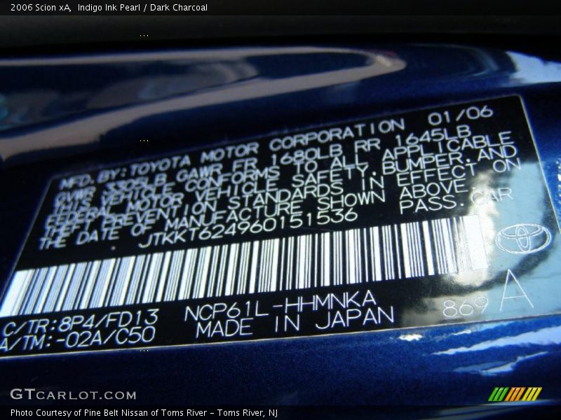 Indigo Ink Pearl / Dark Charcoal 2006 Scion xA