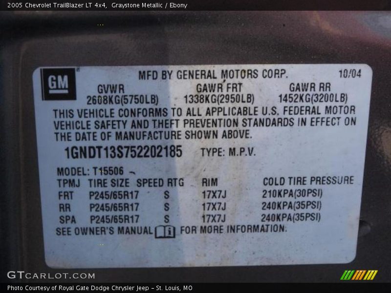 Graystone Metallic / Ebony 2005 Chevrolet TrailBlazer LT 4x4