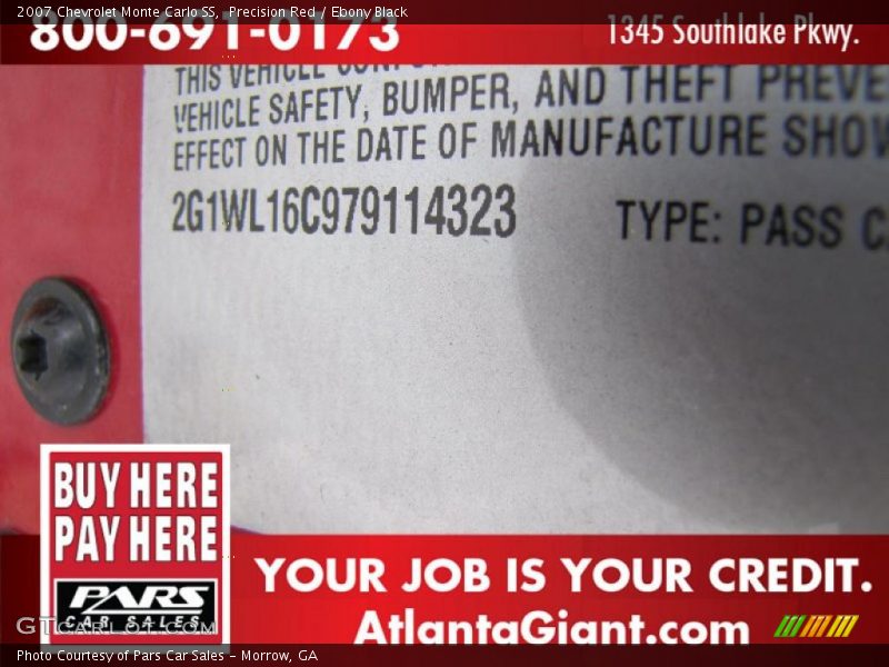 Precision Red / Ebony Black 2007 Chevrolet Monte Carlo SS